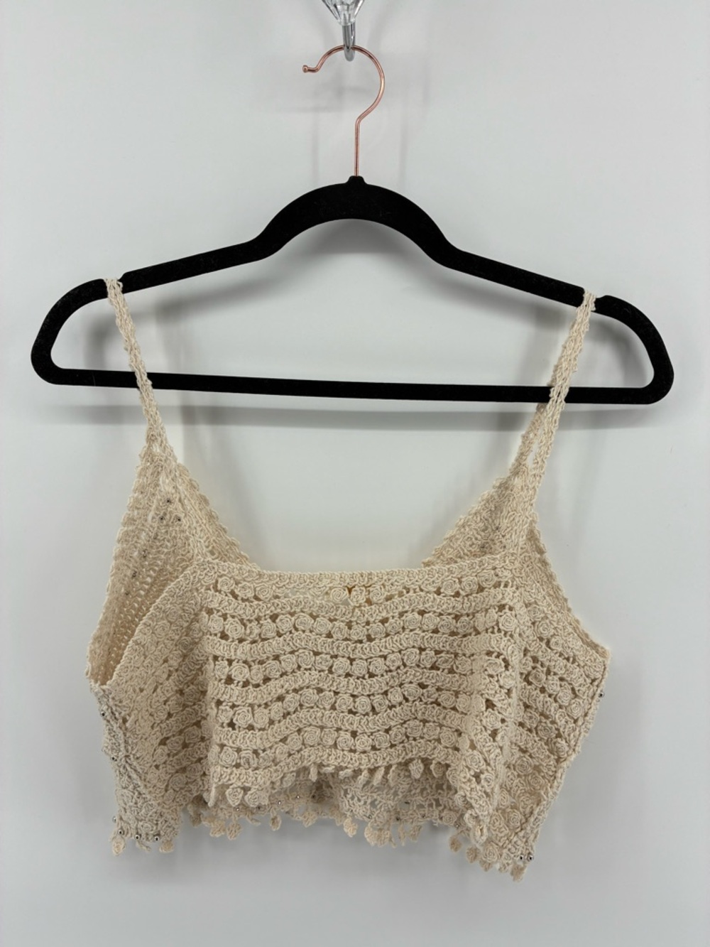 Crochet Crochet Crop Tank Top in Cream - Picture 4 of 8